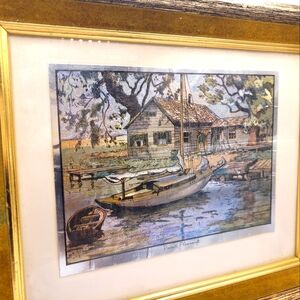 Lionel Barrymore Vintage Signed "Boat & House By Shore" Painting